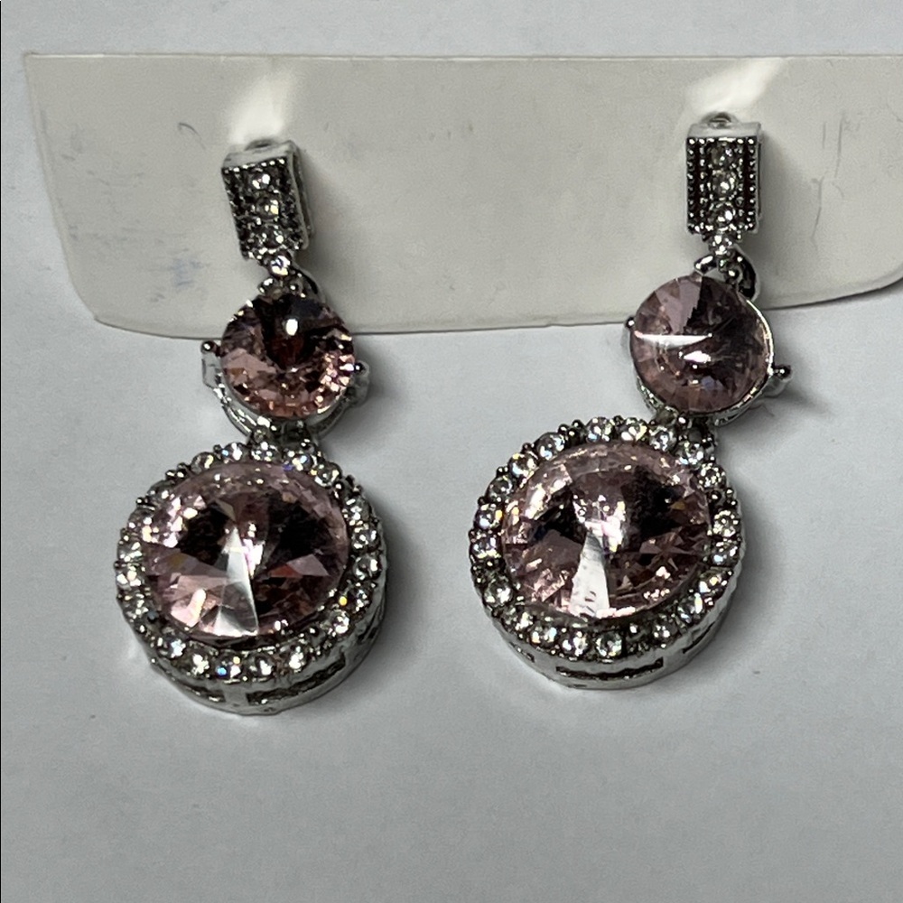 Elegant Pink Crystal Drop Earrings